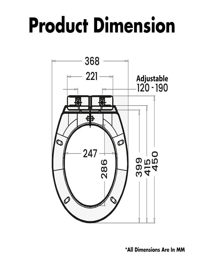 WASSMIST طقم غطاء مقعد المرحاض من واسمست - غطاء مقعد مرحاض متين | يناسب معظم مراحيض EWC القياسية | تشطيب فاخر - Image 2